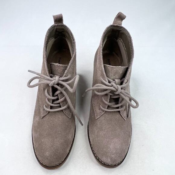 Sonoma Goods For Life Nadine Taupe Suede Wedge Booties 7 - Picture 3 of 10